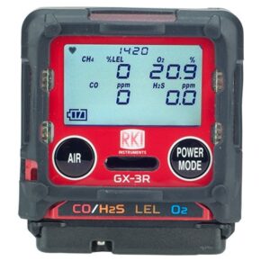 RKI GX-3R [4 Gas Monitor (LEL/O2/H2S/CO) w/rechargeable Li-Ion battery, external pump, calibration kit and carrying case]